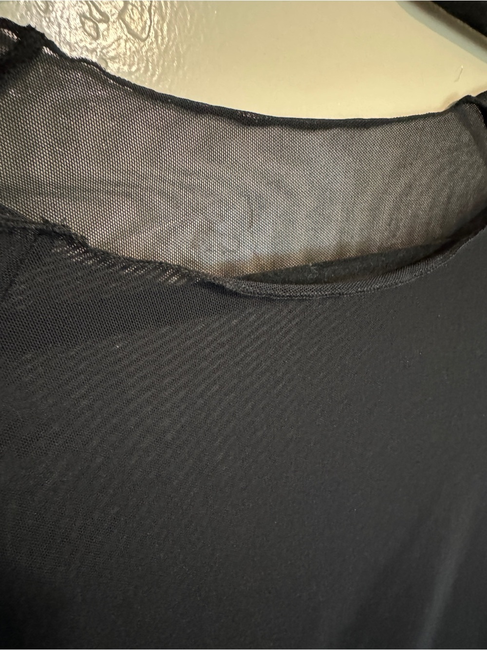 Women’s Black Sheer Long-Sleeve Mesh Top - Picture 2 of 2